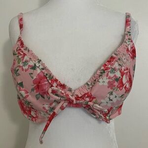 Hollister Pink Floral Rose Bikini Top Swimwear Romantic Underwire XL 36DD 38C 38